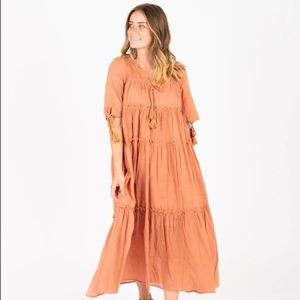 The Bruns Tiered Maxi Dress in Clay